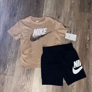 NEW Nike Tan Tee and Black Shorts Set